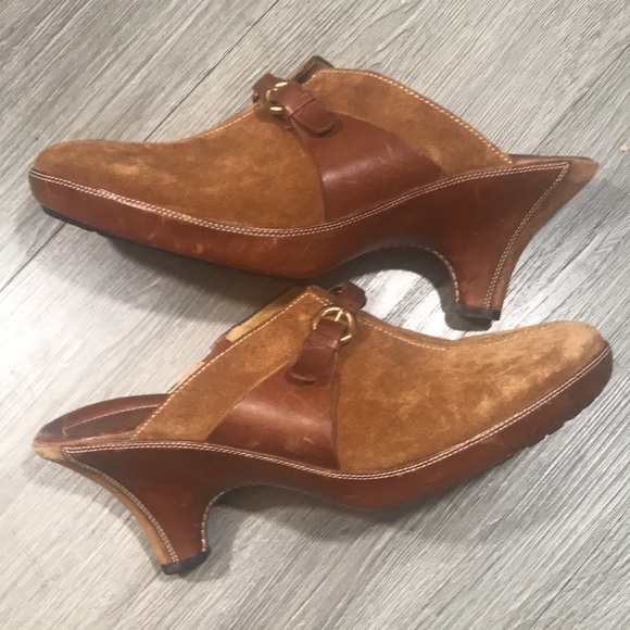 Cole Haan Warm Brown Suede & Leather Slip-On Clogs size 10 - Picture 5 of 11
